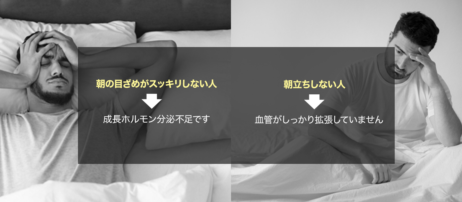 朝の目ざめがスッキリしない人 成長ホルモン分泌不足です。朝立ちしない人　血管がしっかり拡張していません