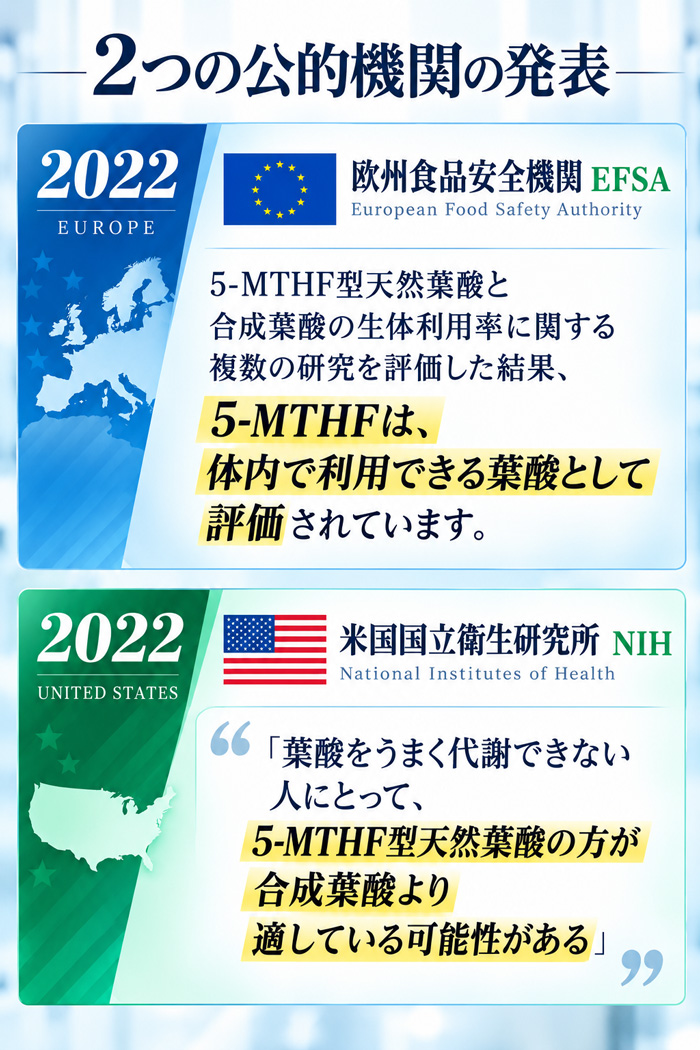 EFSA・NIHによる5-MTHF型天然葉酸の評価