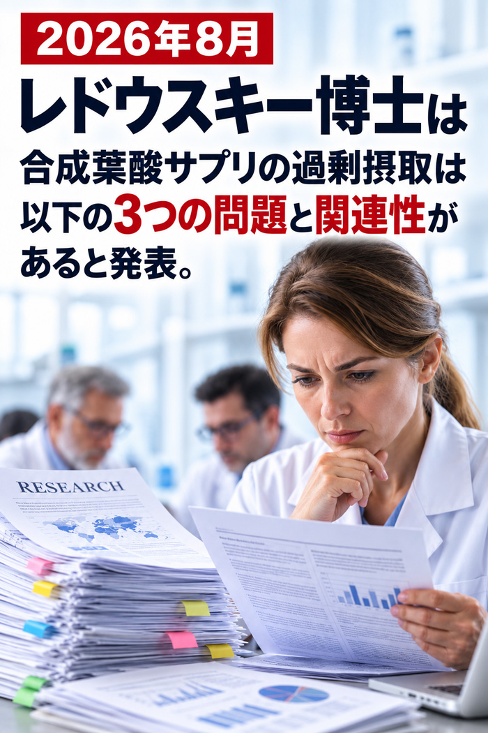 合成葉酸サプリの過剰摂取と3つの問題を示す研究イメージ