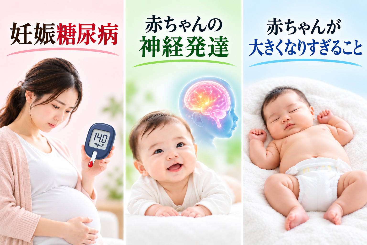 妊娠糖尿病による赤ちゃんへの影響を示すイメージ